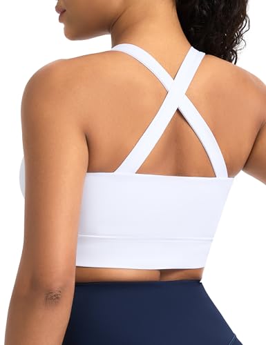 THE GYM PEOPLE Women's Cross Back Sports Bra V Neck Padded Crop Workout Top