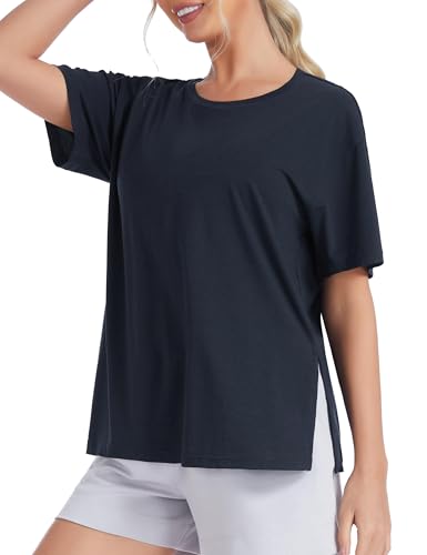THE GYM PEOPLE Women's Loose Fit Workout T-Shirts Side Slit Casual Tops