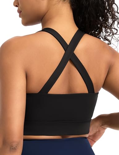 THE GYM PEOPLE Women's Cross Back Sports Bra V Neck Padded Crop Workout Top
