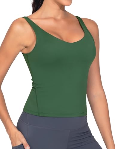 THE GYM PEOPLE Women's Longline Sports Bra Wirefree Workout Yoga Tank Top