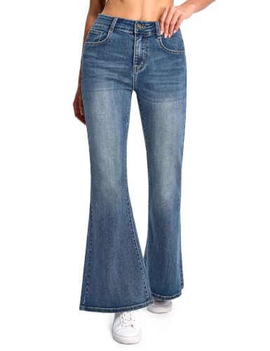 THE GYM PEOPLE Women's Mid Rise Stretchy Bootcut Jeans Flare Denim Pants